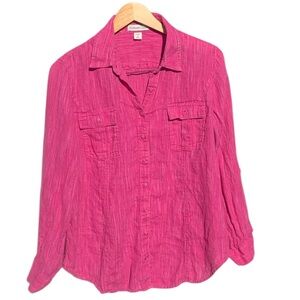 Coldwater Creek Pink Button-Down Shirt Size M Good Condition